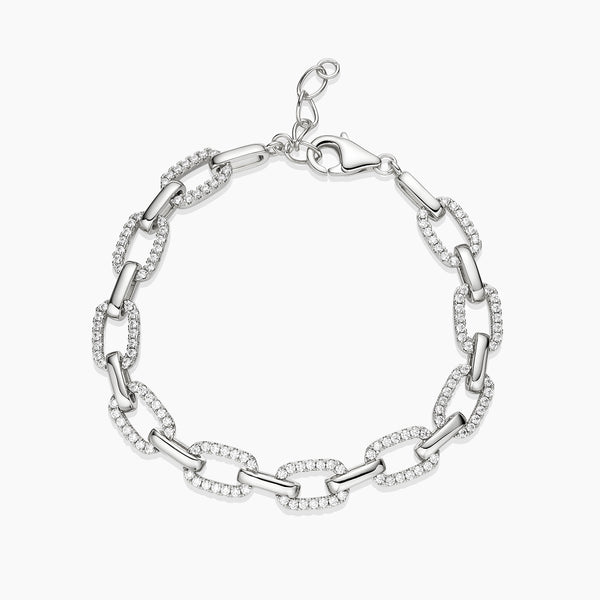 HALF PAVED CHAIN LINK BRACELET